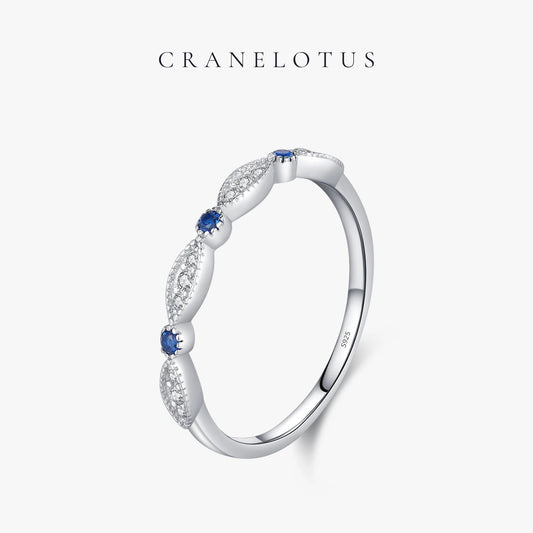 Blue Elegance: 925 Sterling Silver CZ Stackable Ring for Women