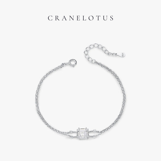 Radiant Layers: Square CZ Double Layer Bracelet, 925 Sterling Silver