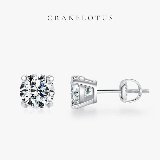 Ethereal Sparkle: Sterling Silver D Color Moissanite Stud Earrings