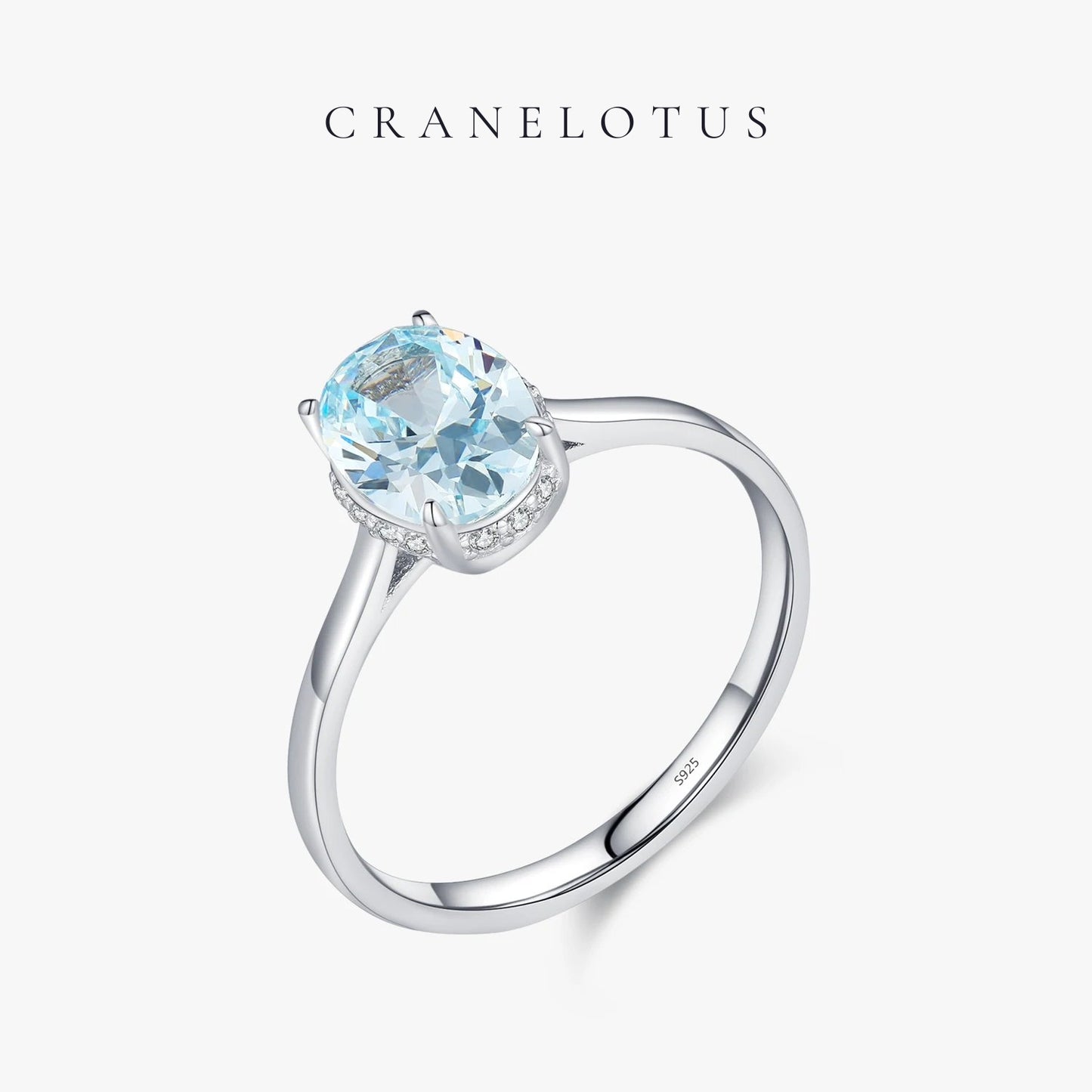 Oceanic Splendor: Sterling Silver Prong-Set Blue CZ Ring