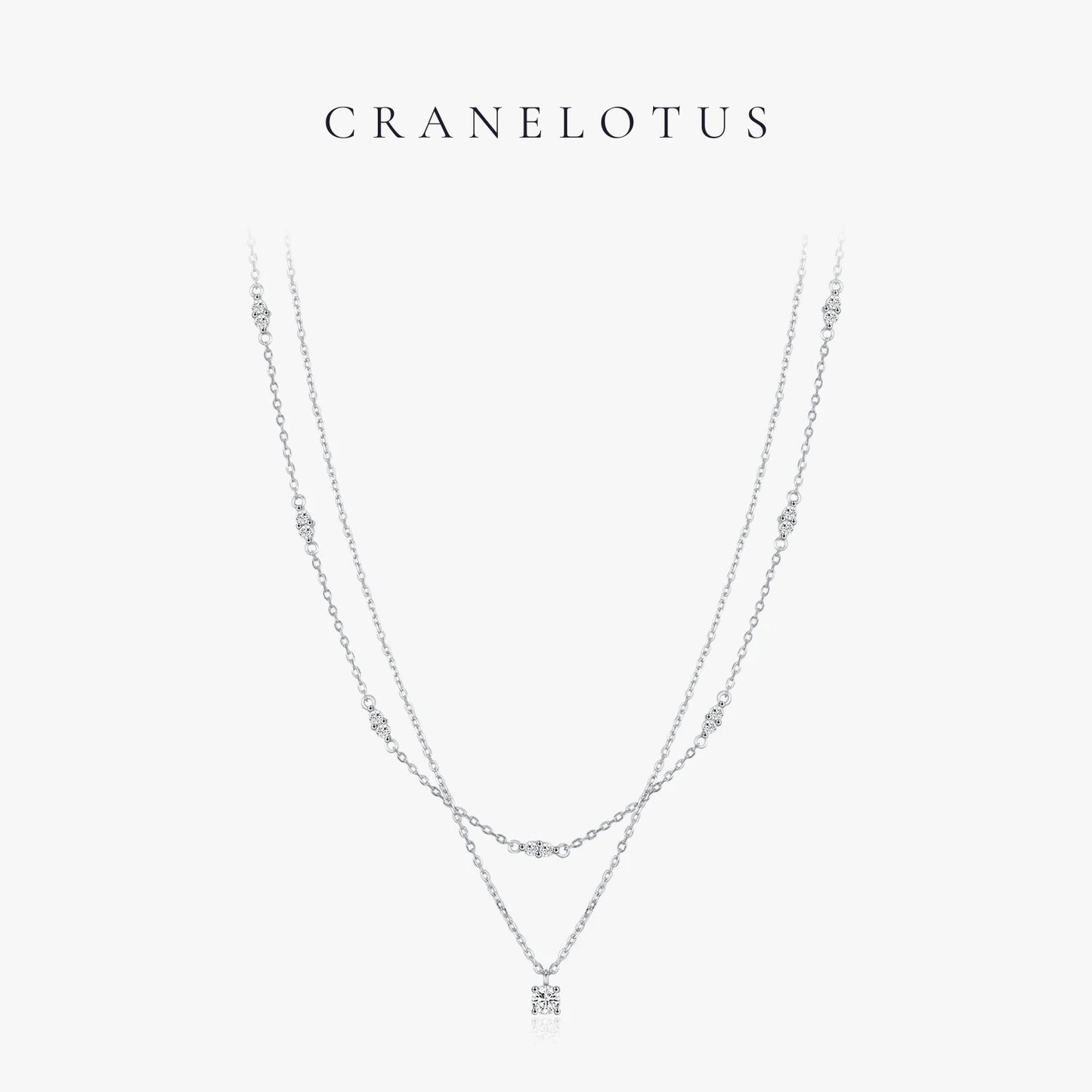 Moissanite Majesty: Sterling Silver Double Layer Pendant Necklace