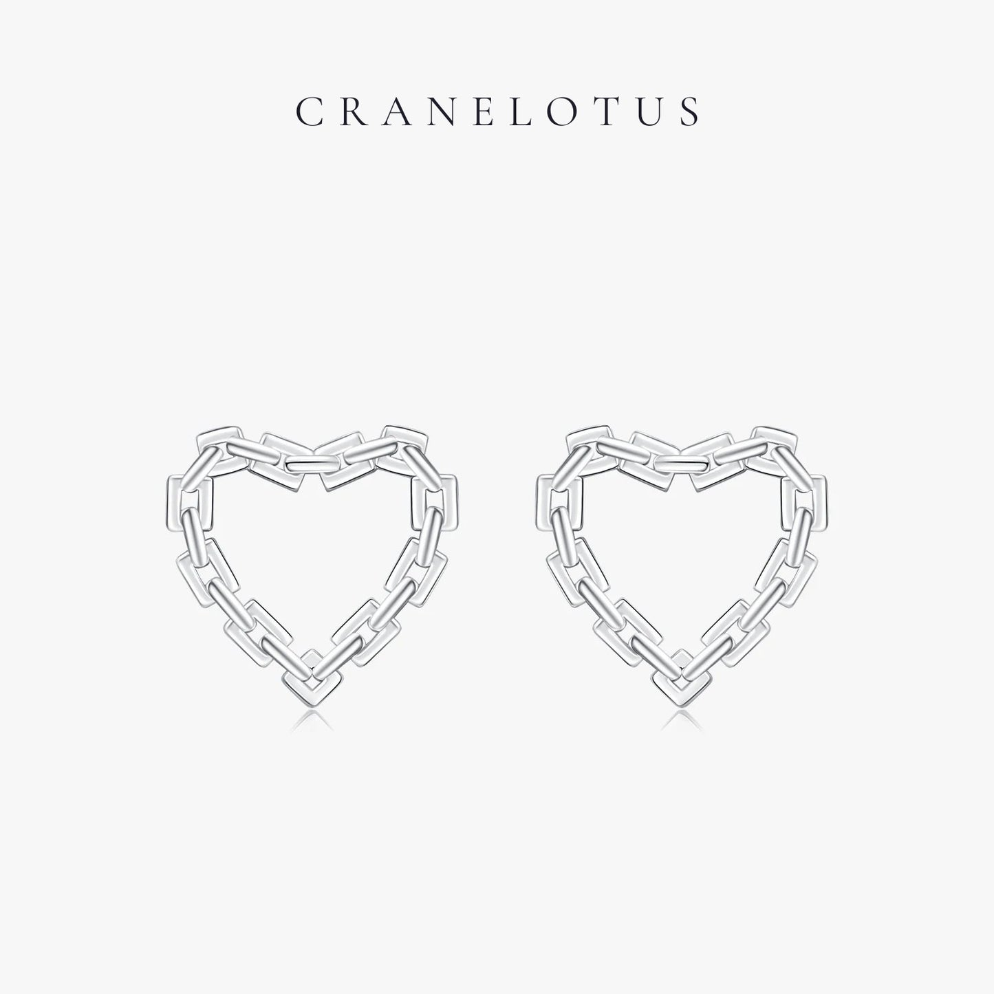 Heartfelt Love: Sterling Silver Lock Link Chain Earrings