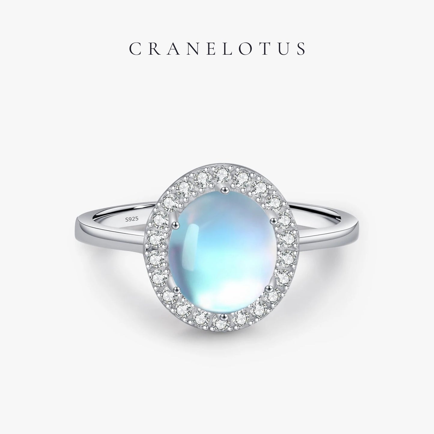 Celestial Elegance: 925 Sterling Silver Rainbow Moonstone Oval Ring