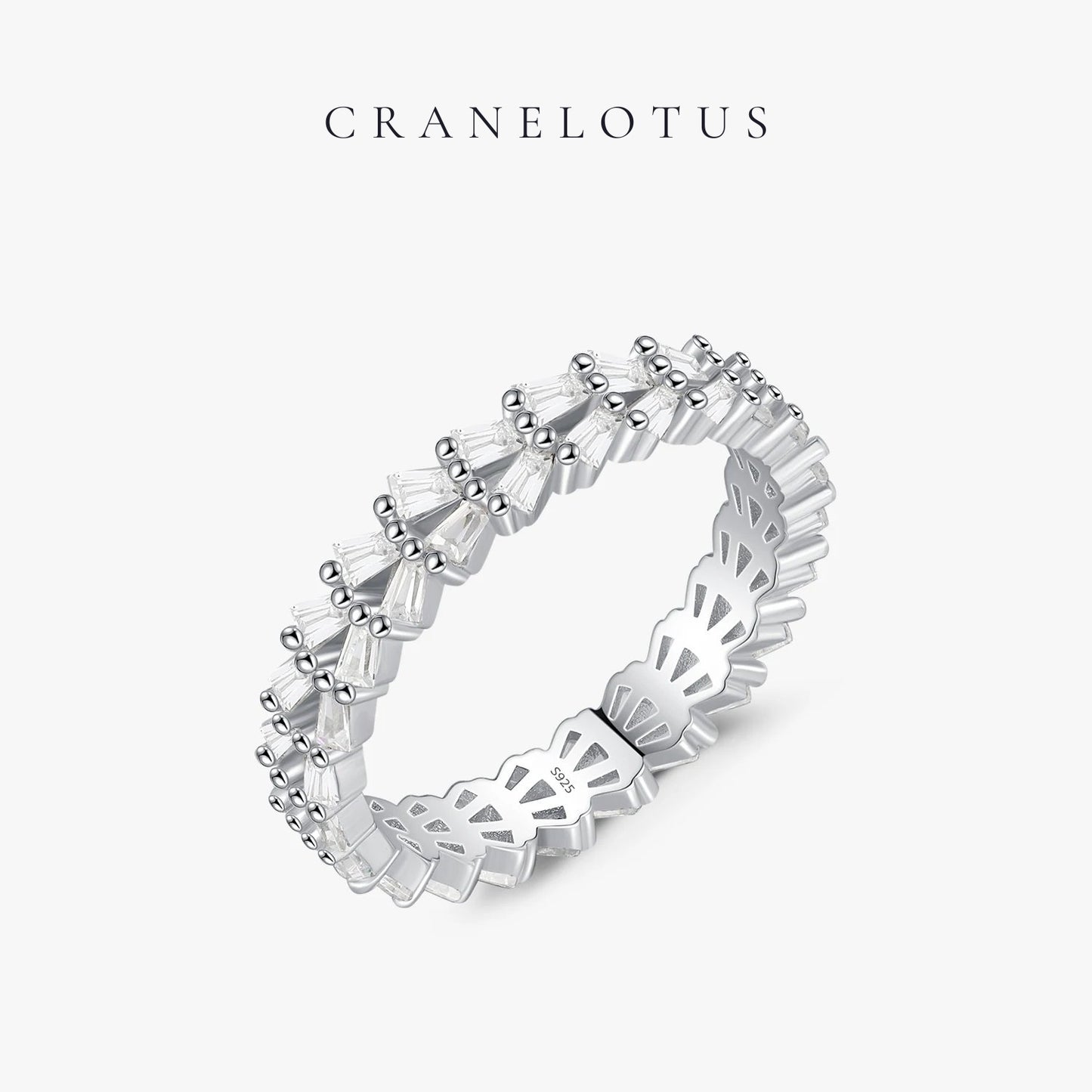 Sparkling Brilliance: Exquisite Trapezoid-Cut CZ Eternity Band Ring in 925 Sterling Silver