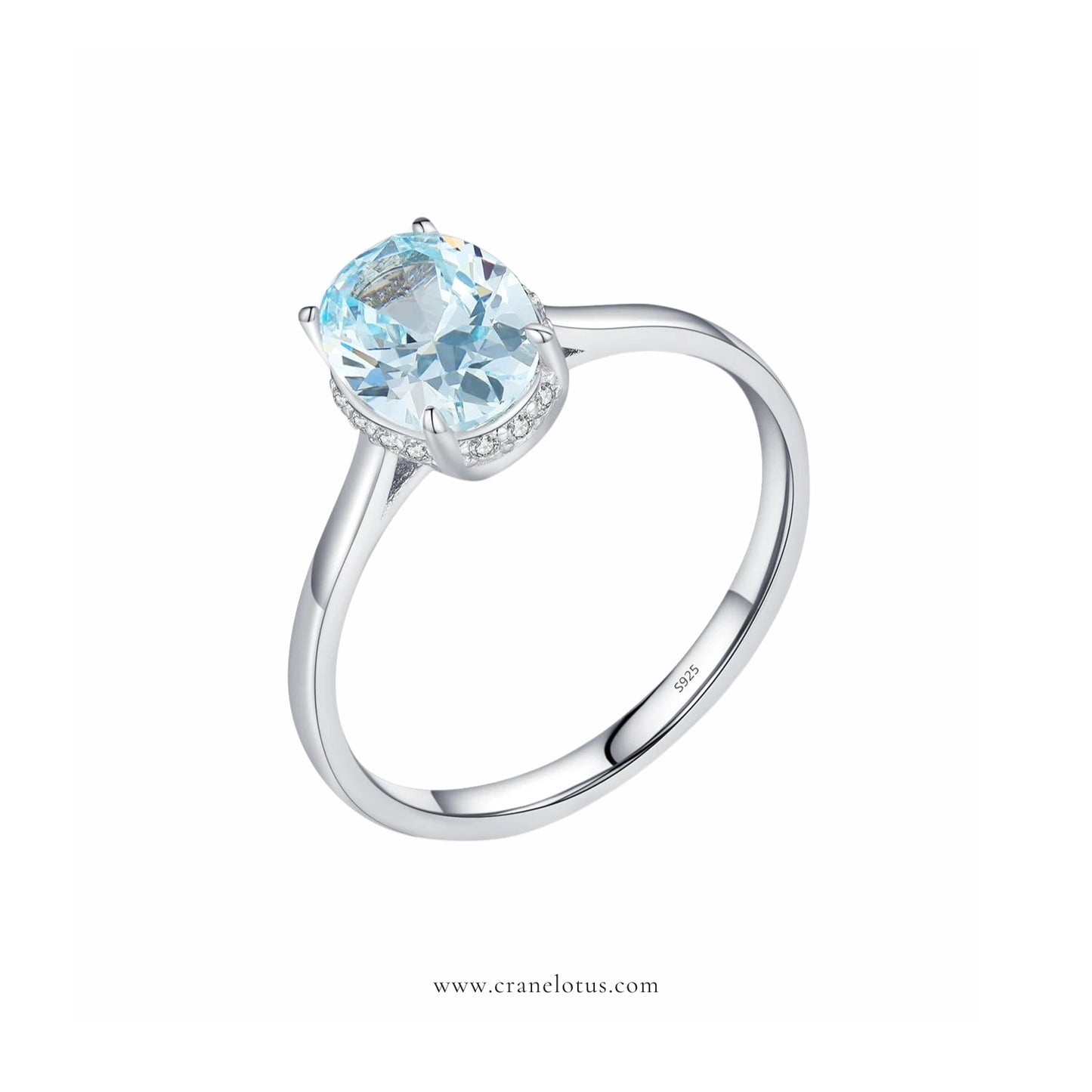 Oceanic Splendor: Sterling Silver Prong-Set Blue CZ Ring