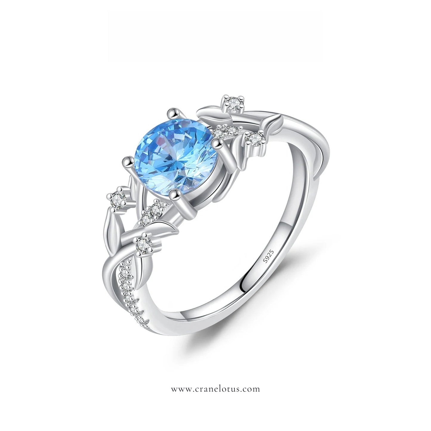 Oceanic Opulence: Sterling Silver Corollaceous Blue CZ Ring