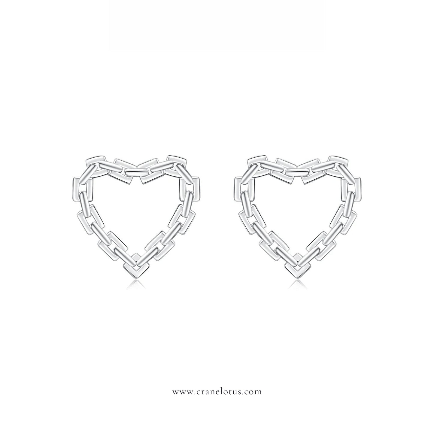 Heartfelt Love: Sterling Silver Lock Link Chain Earrings