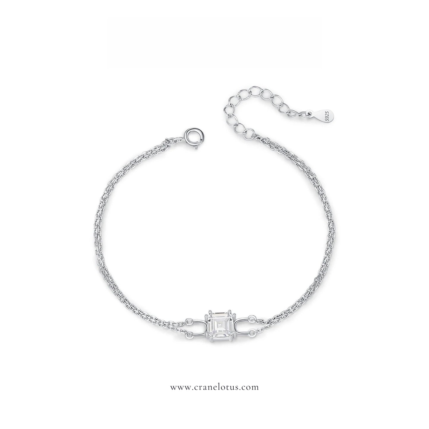 Radiant Layers: Square CZ Double Layer Bracelet, 925 Sterling Silver