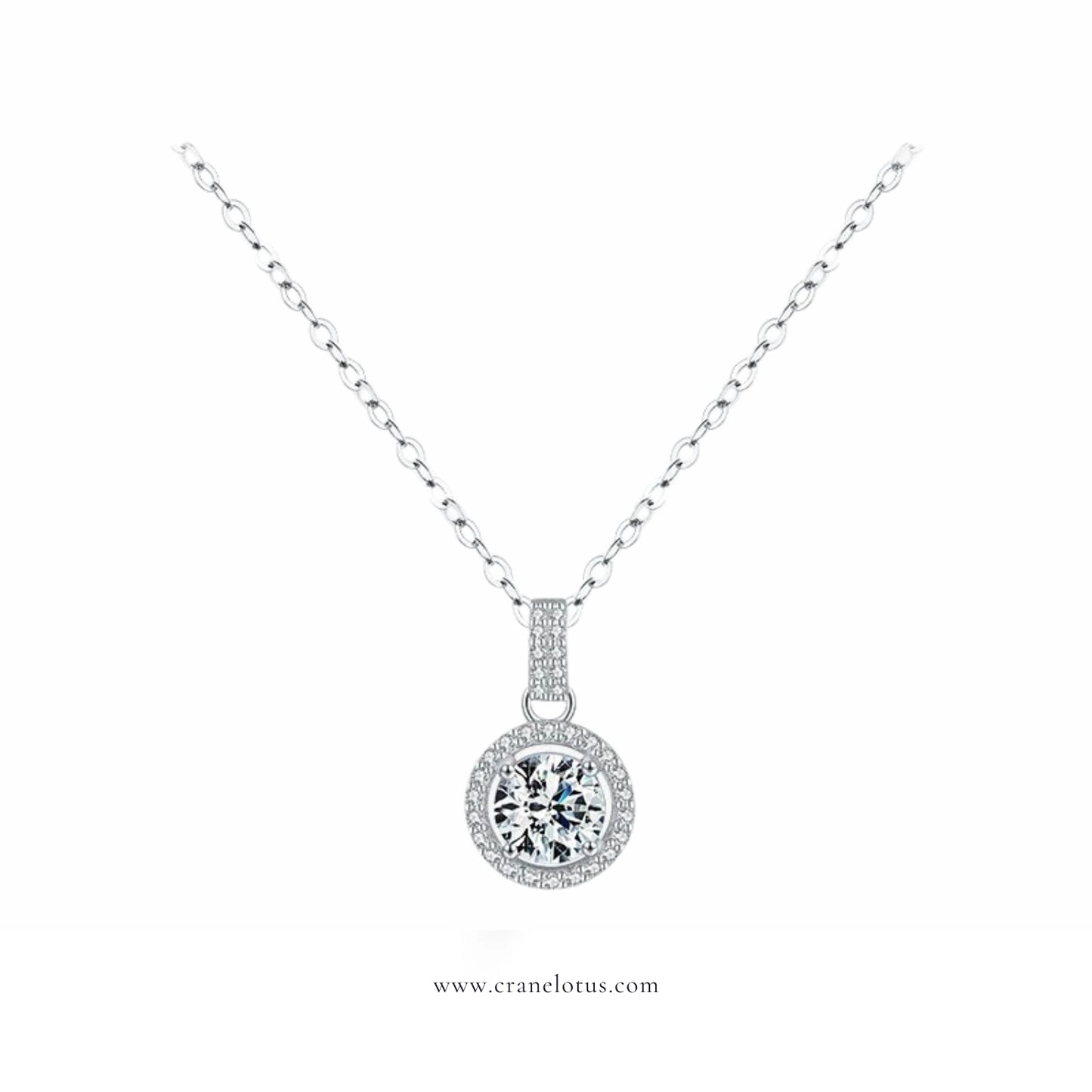 Celestial Glow: 925 Sterling Silver 1 Carat D Color Moissanite Pendant Necklace