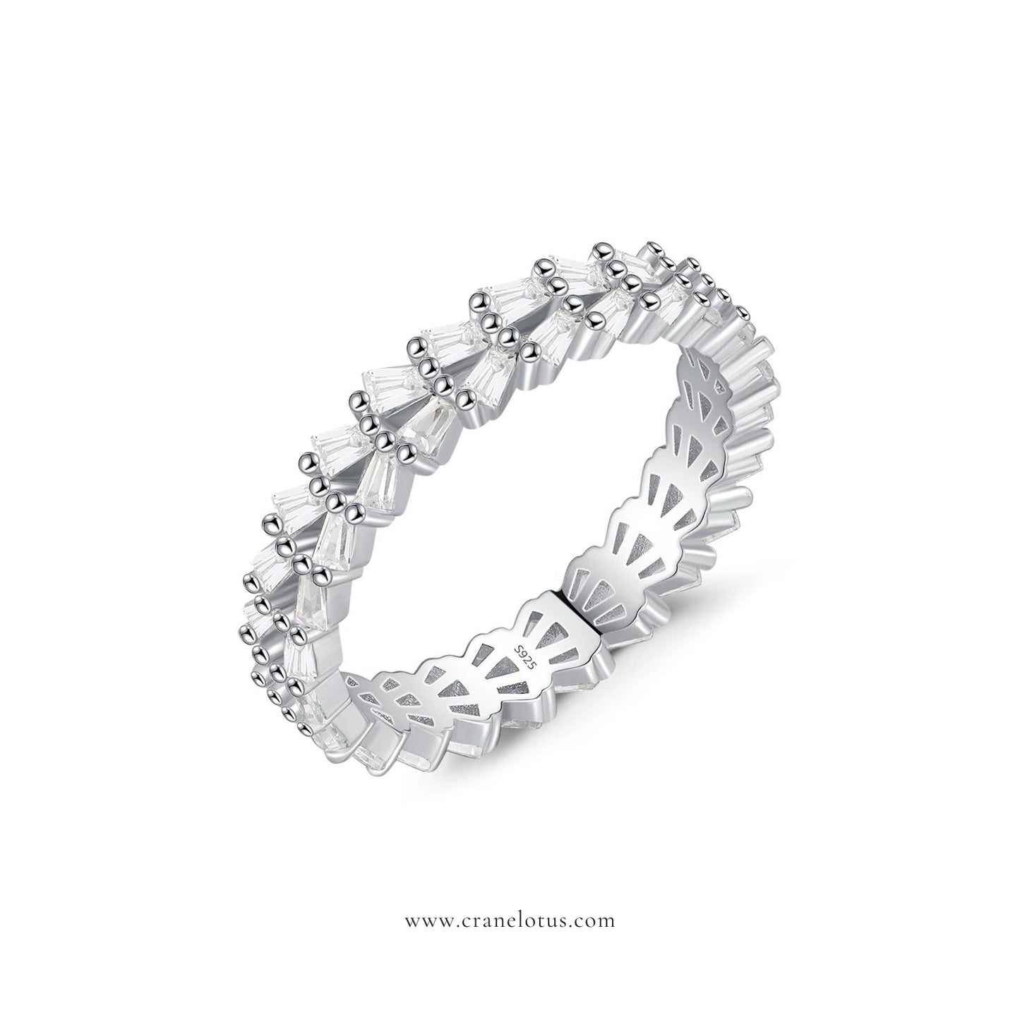 Sparkling Brilliance: Exquisite Trapezoid-Cut CZ Eternity Band Ring in 925 Sterling Silver