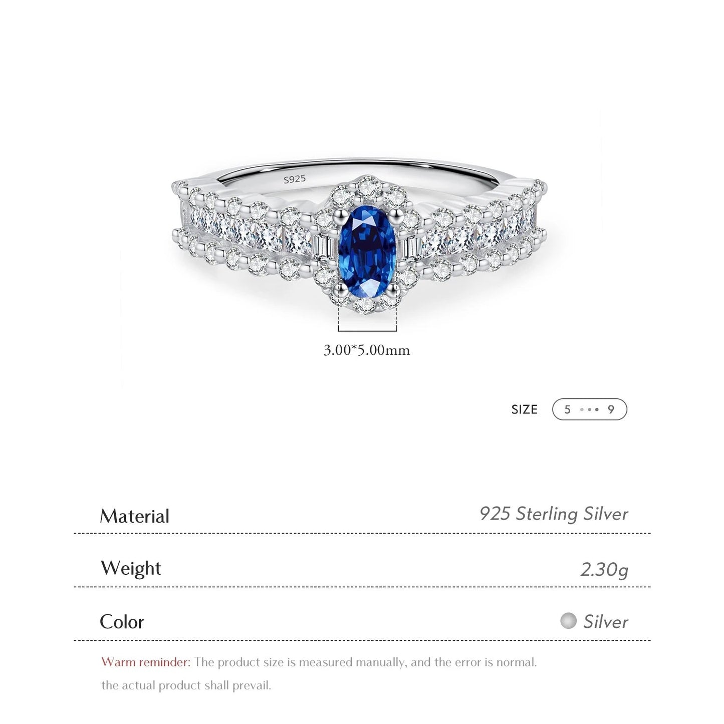 Sapphire Sparkle: Oval Blue CZ Wedding Band in 925 Sterling Silver