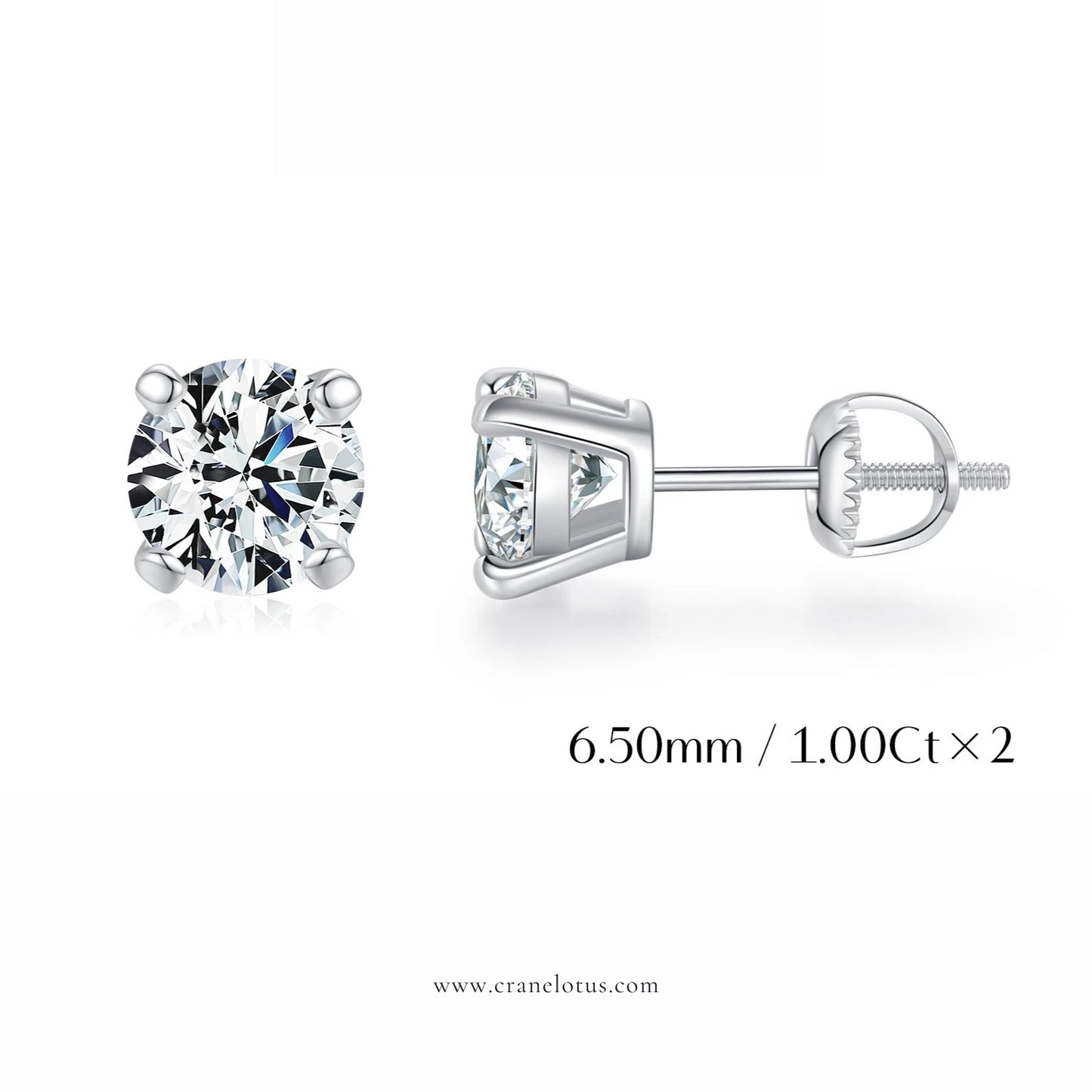 Ethereal Sparkle: Sterling Silver D Color Moissanite Stud Earrings