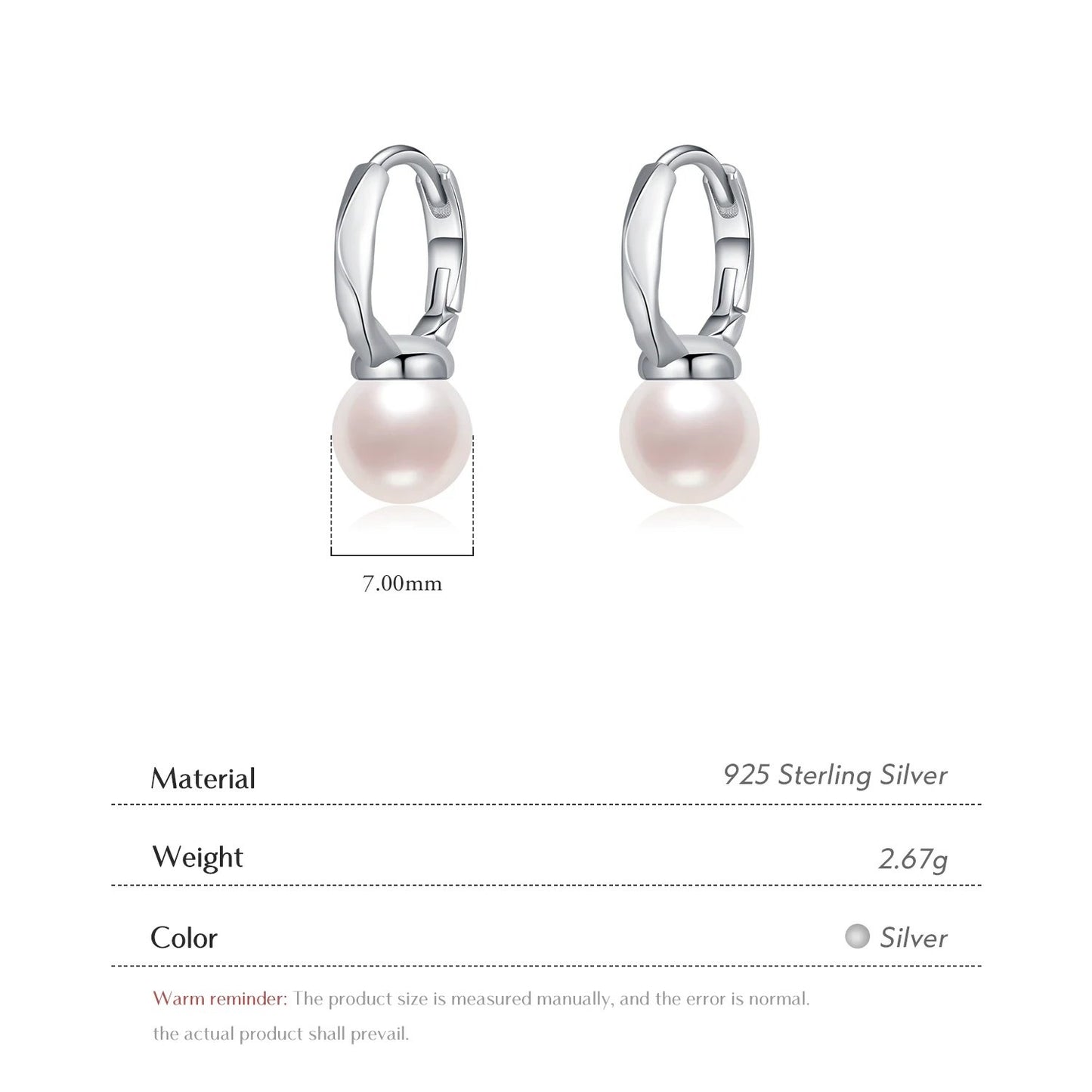 Temperament Shell Pearl Hoop Earrings: Exquisite 925 Sterling Silver Buckle Earrings