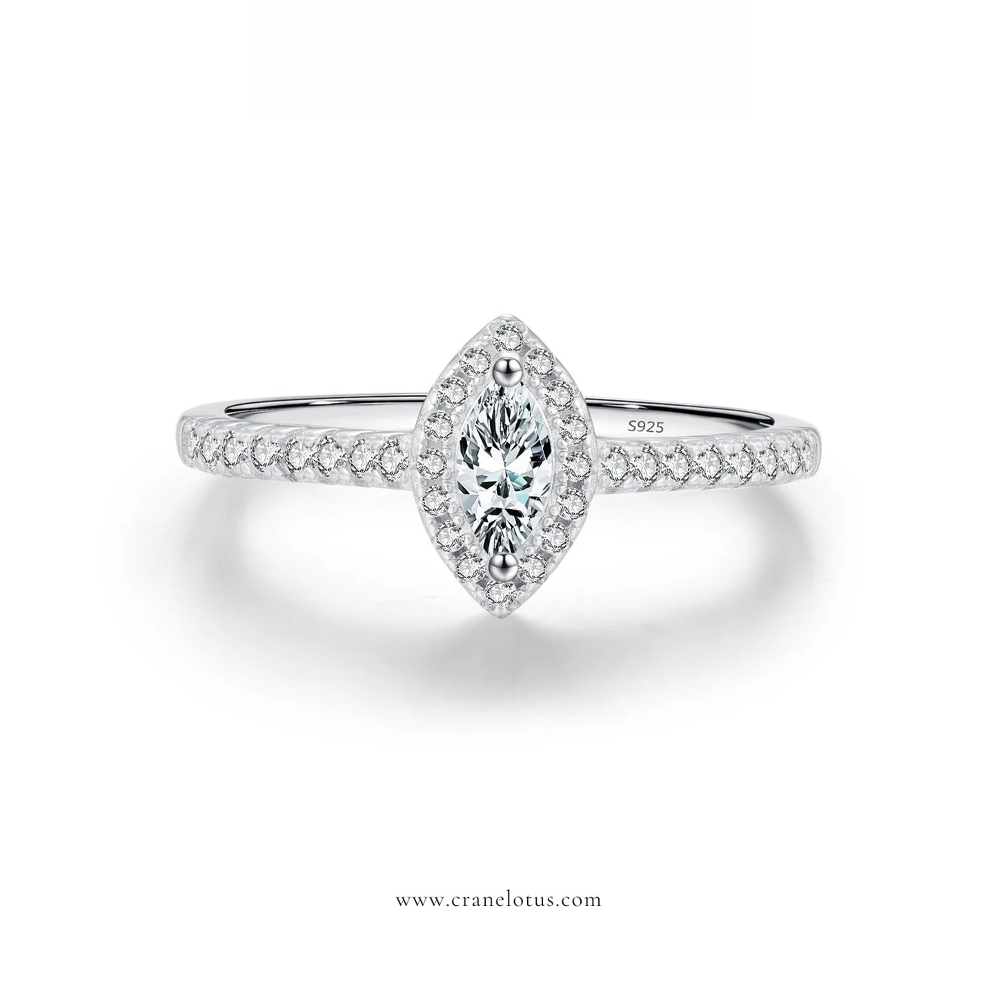 Ethereal Harmony: 925 Sterling Silver CZ Geometric Wedding Engagement Ring - Fine Jewelry for Women