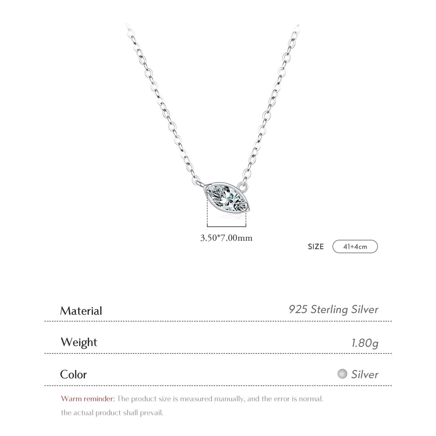 Crystal Cascade: Rectangle CZ Pendant Necklace, 925 Sterling Silver