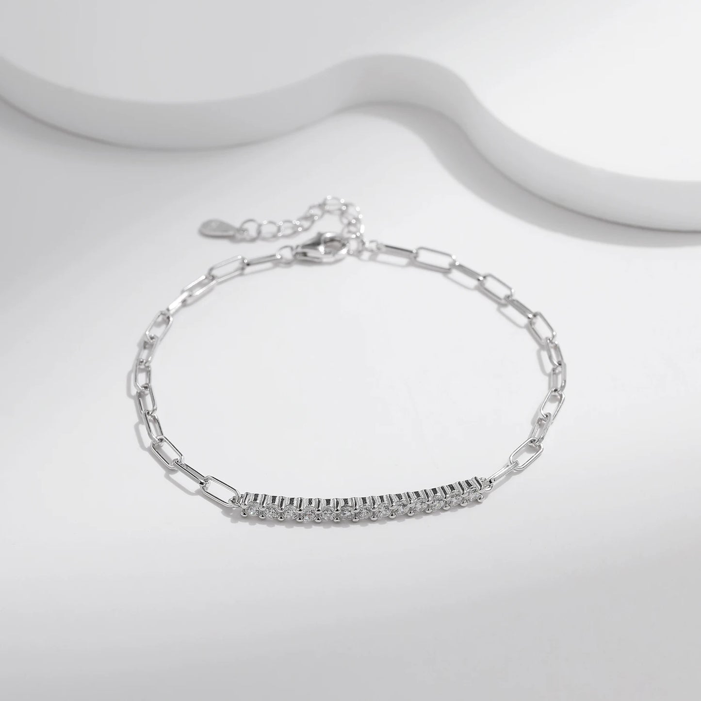 Stellar Brilliance: Adjustable Moissanite Sparkle Bracelet, 925 Sterling Silver