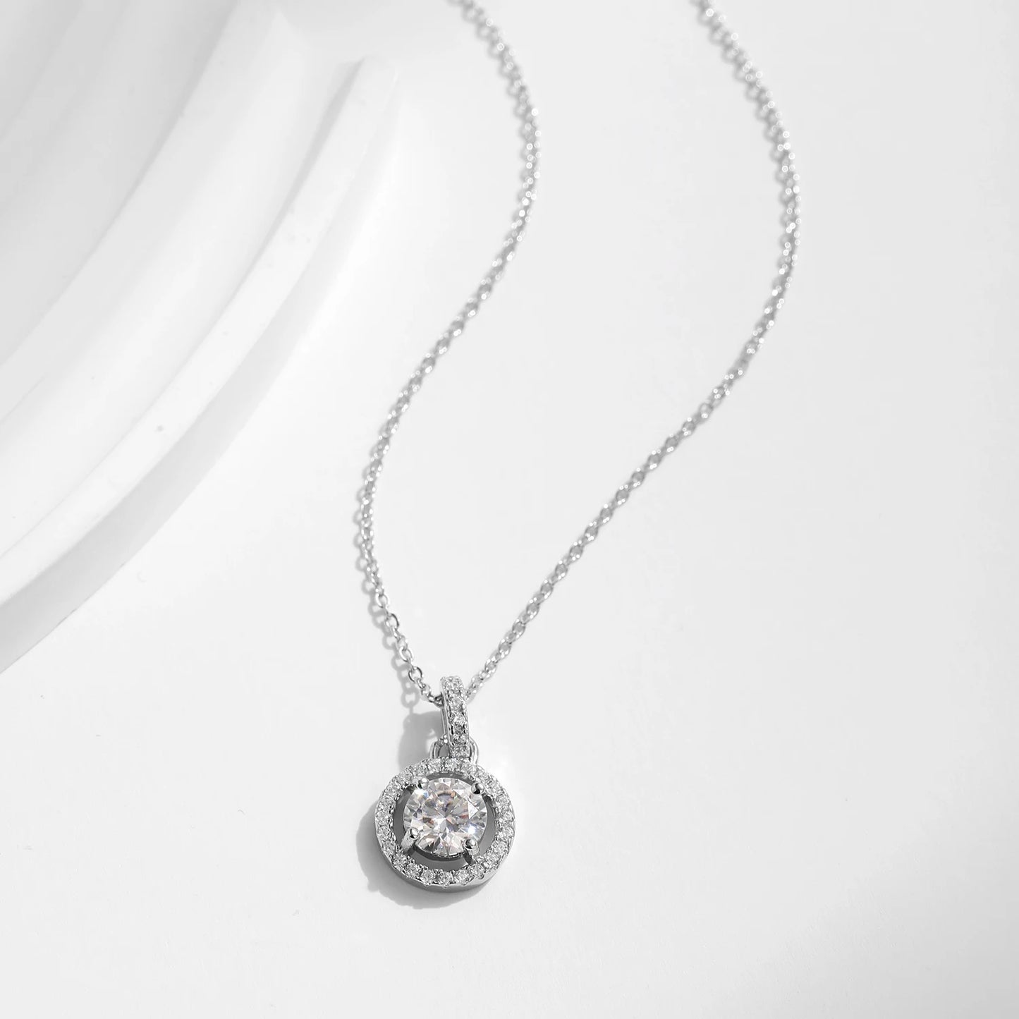 Celestial Glow: 925 Sterling Silver 1 Carat D Color Moissanite Pendant Necklace