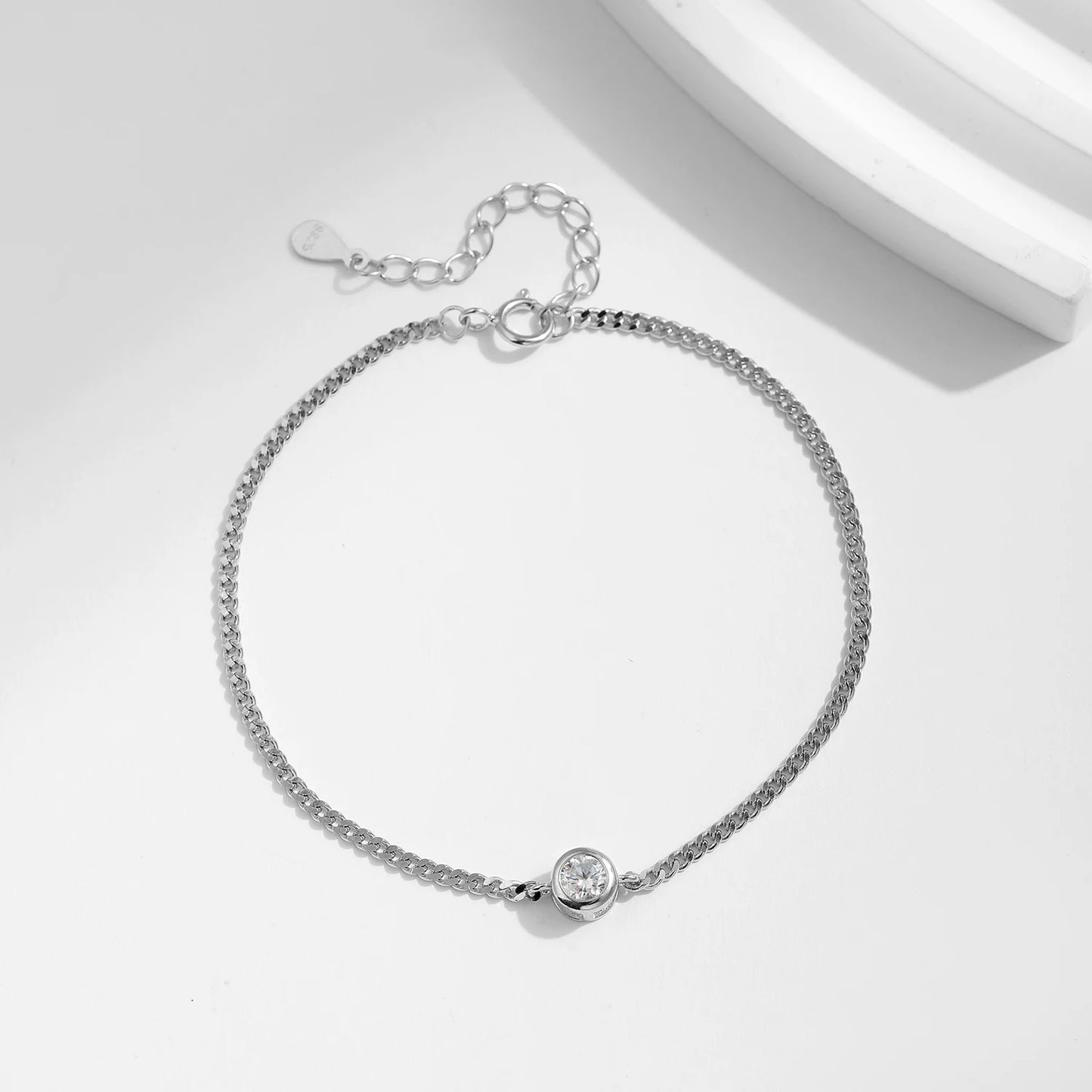 Ethereal Elegance: 925 Silver VVS1 0.25CT Moissanite & Lab Diamond Chain Bracelet