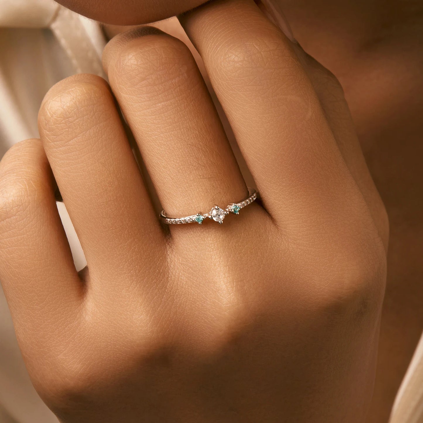 Sparkling Brilliance: Sterling Silver CZ Round Cut Stackable Ring