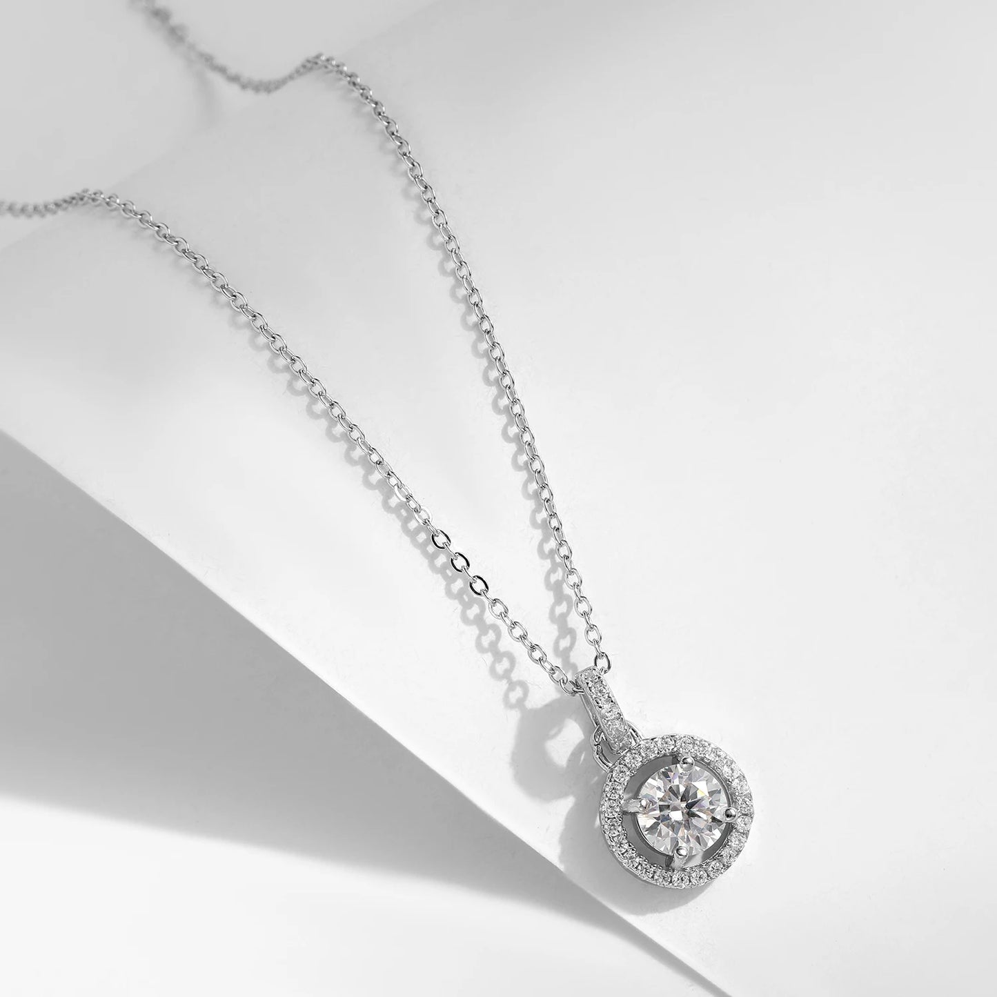 Celestial Glow: 925 Sterling Silver 1 Carat D Color Moissanite Pendant Necklace