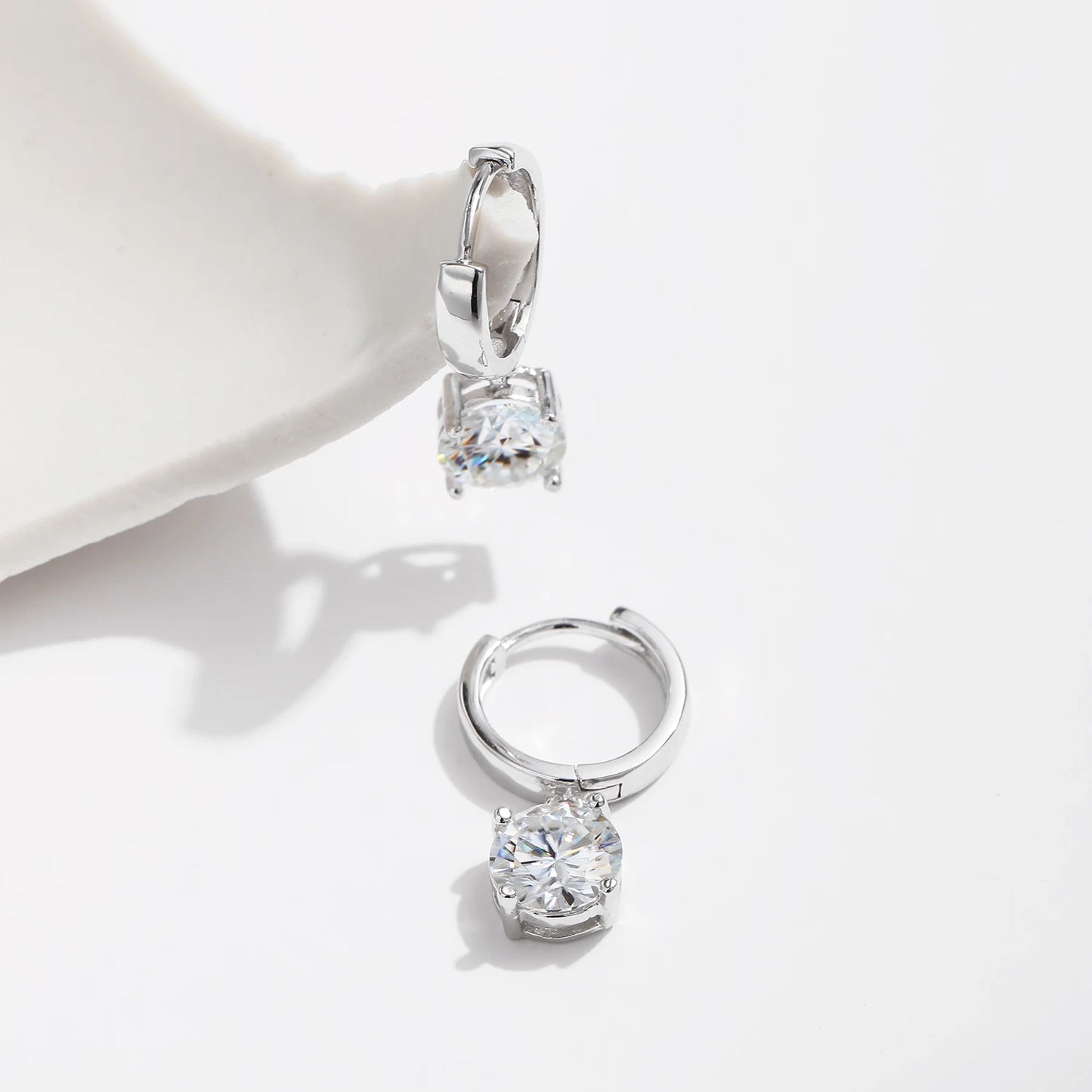 Elegant Simplicity: 925 Sterling Silver Simple D Color Moissanite Shiny Hoop Earrings