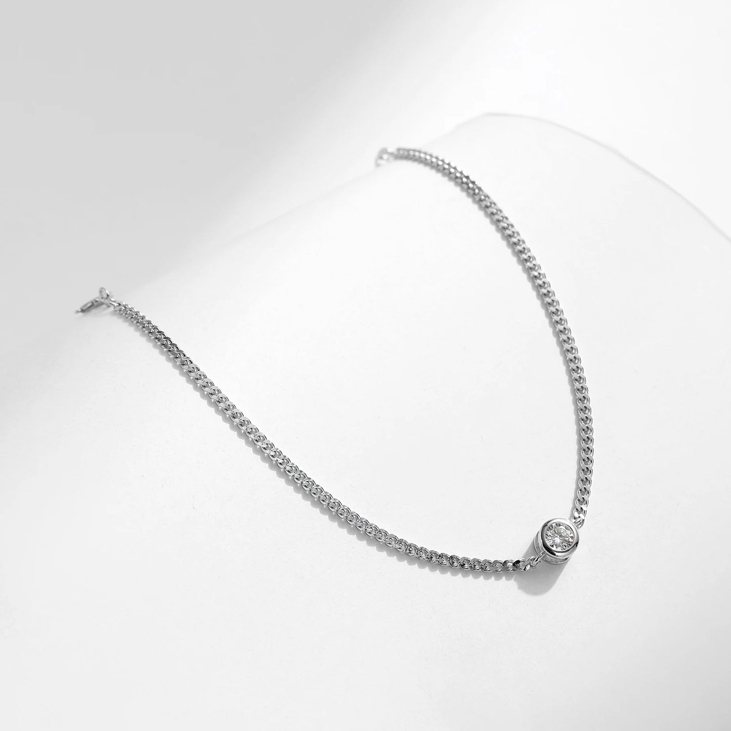 Ethereal Elegance: 925 Silver VVS1 0.25CT Moissanite & Lab Diamond Chain Bracelet