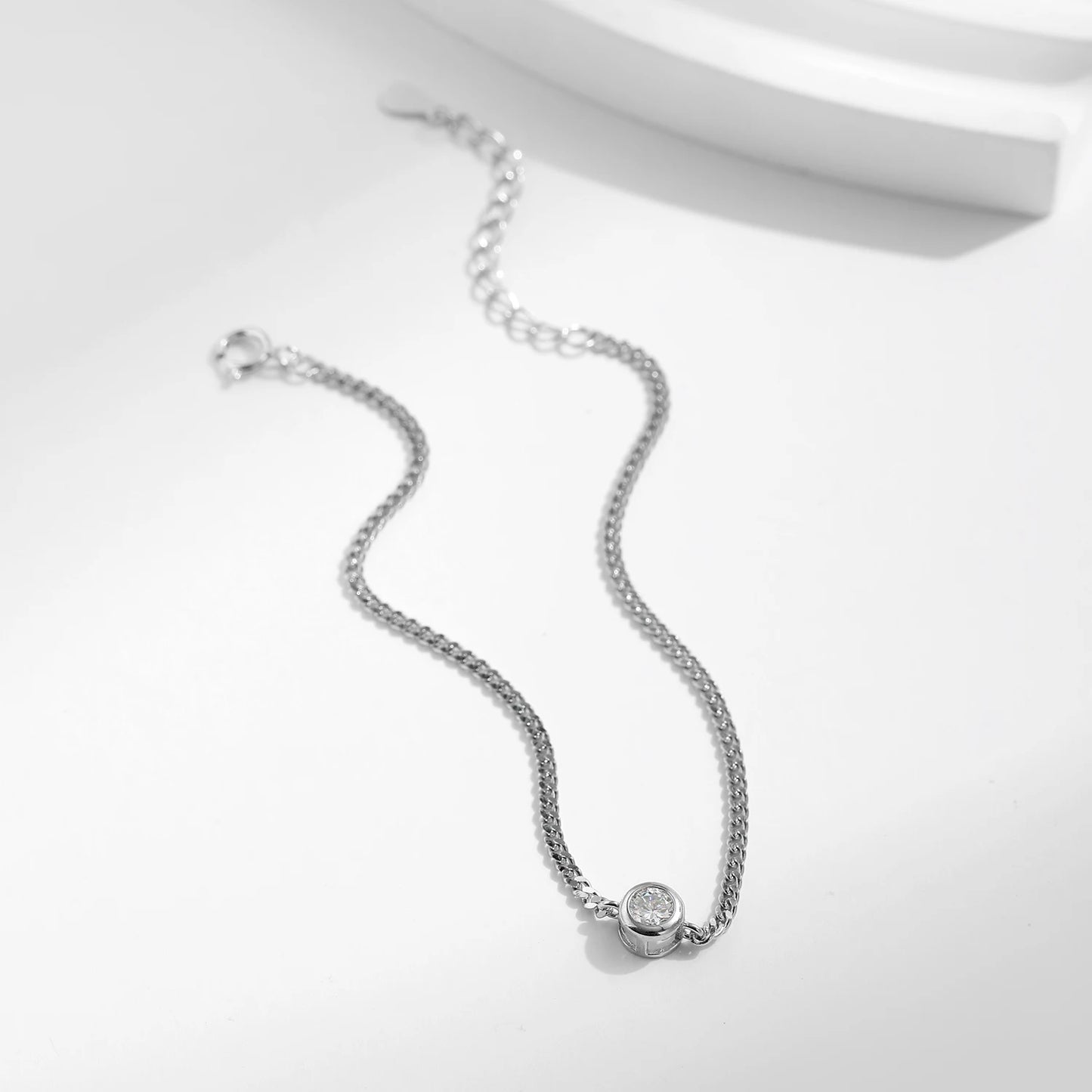 Ethereal Elegance: 925 Silver VVS1 0.25CT Moissanite & Lab Diamond Chain Bracelet