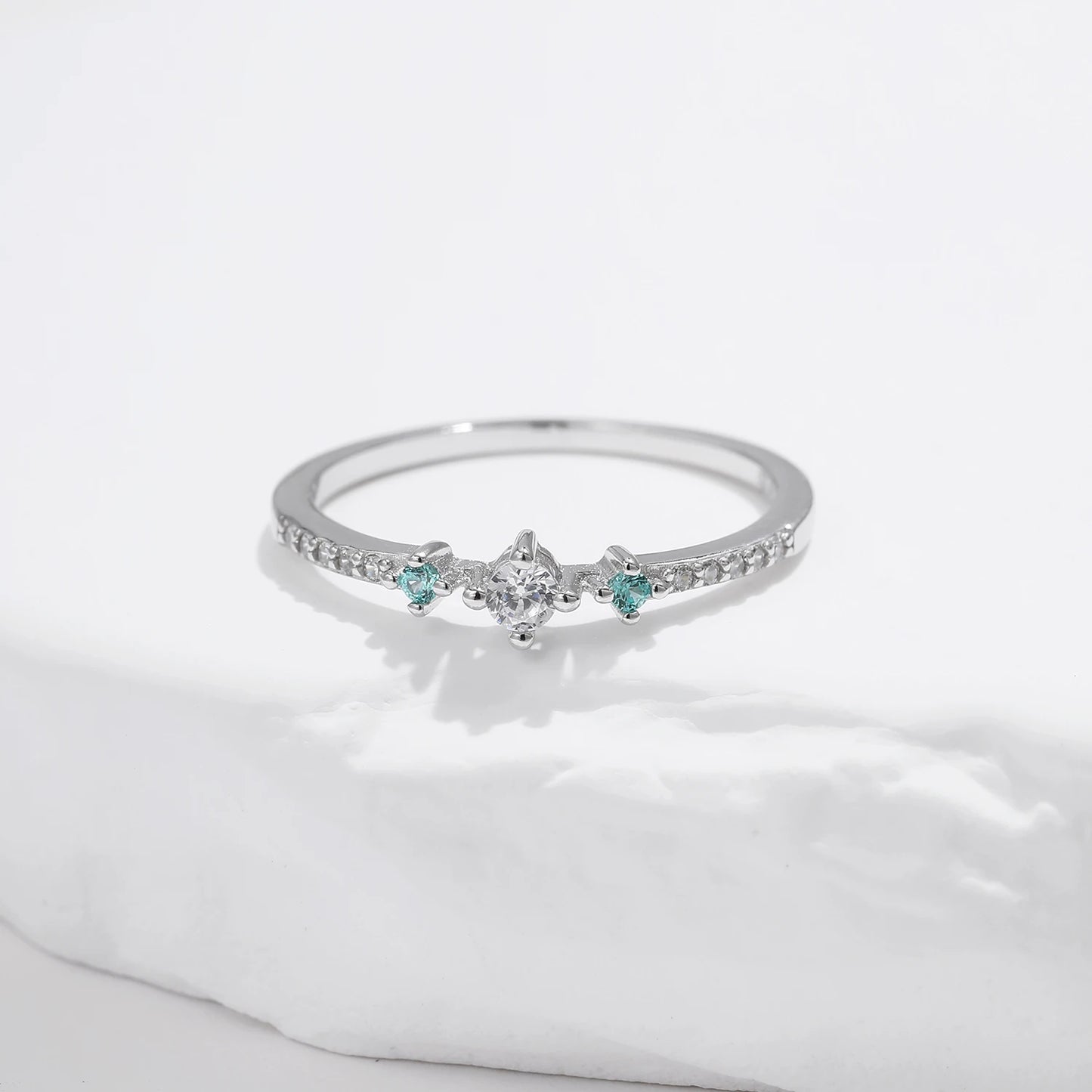 Sparkling Brilliance: Sterling Silver CZ Round Cut Stackable Ring